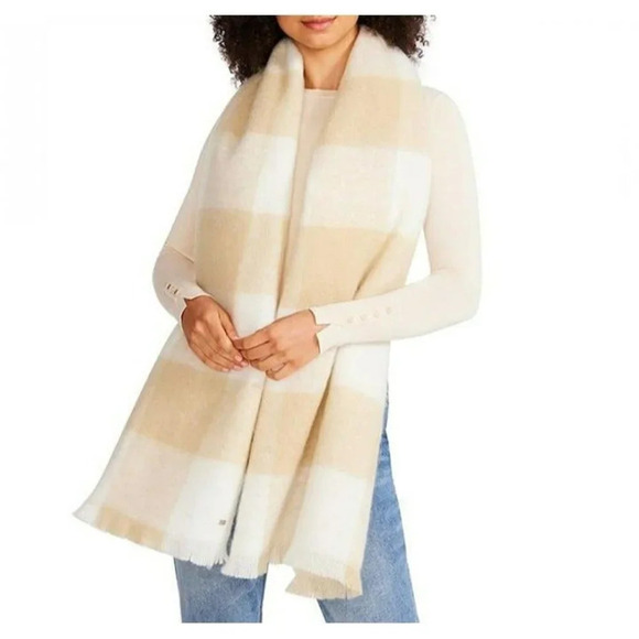Steve Madden Women's Two-Tone Buffalo Check Ivory Multi One Size (MSRP $38) - Picture 1 of 5